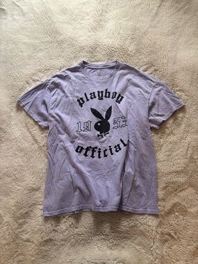 Playboy Purple Lilac and Black Logo Graphic Print T-Shirt